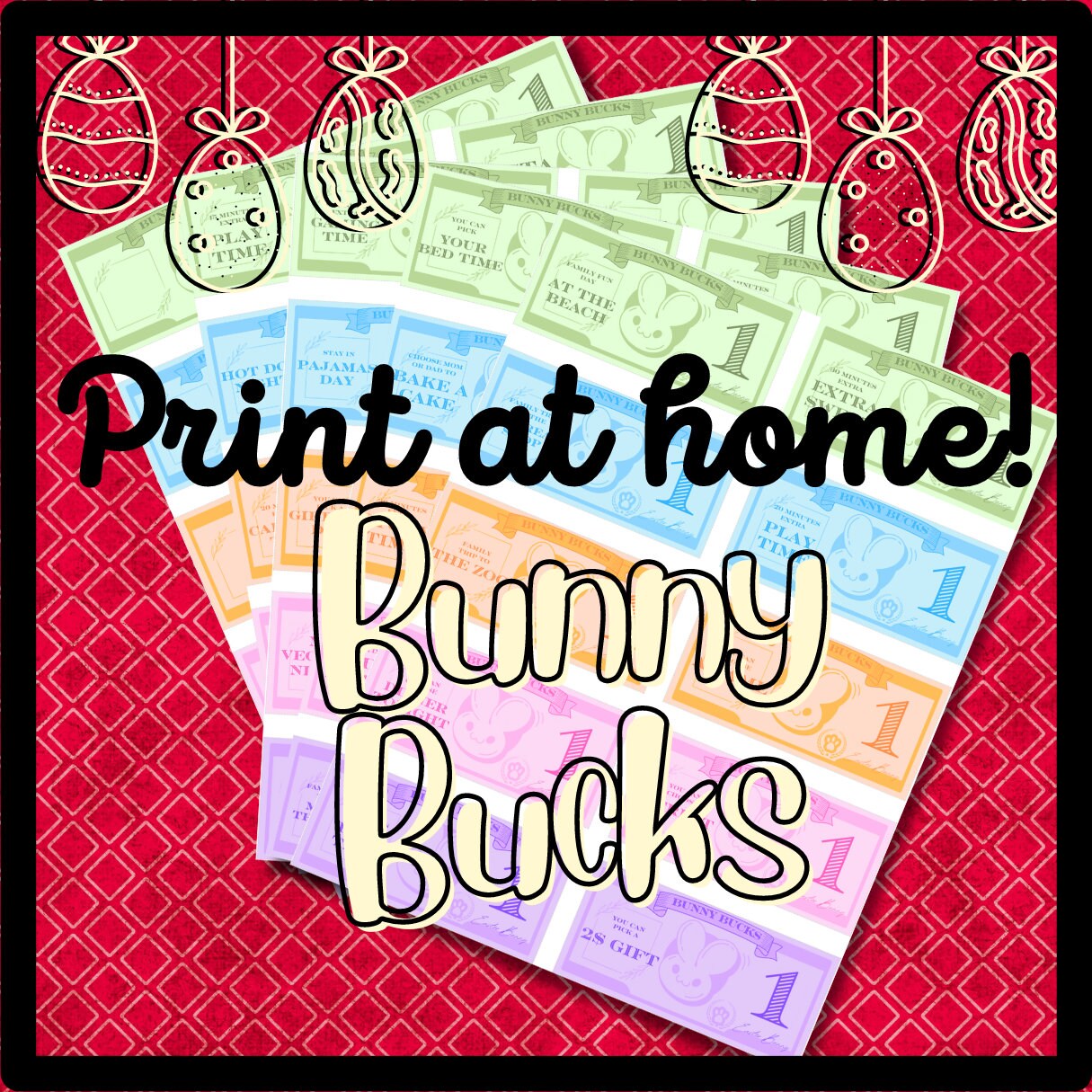 Fun Bucks Color Printable Bunny Bucks for Kids, Print Token, DIY Hunt Tokens Fillers ...