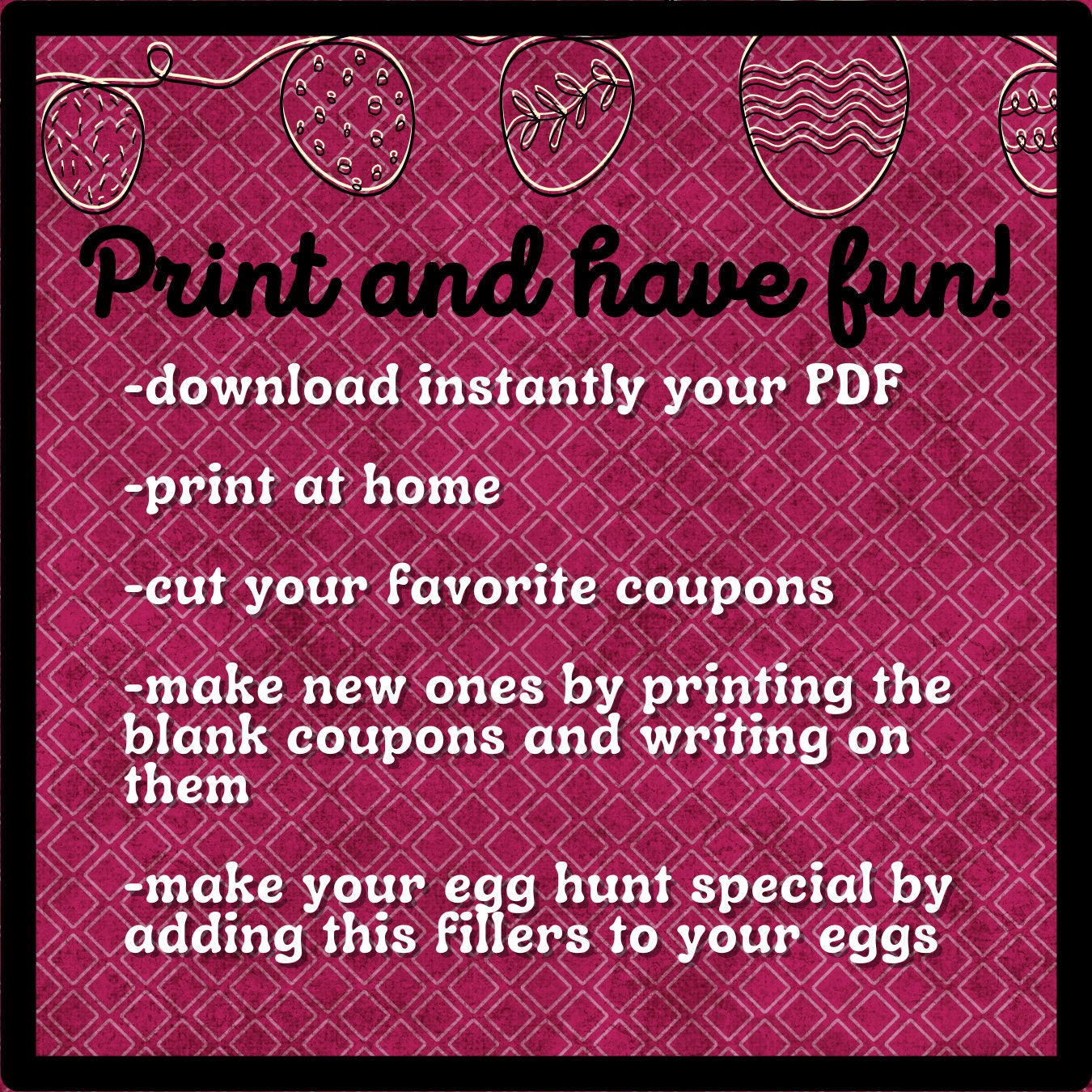Printable Easter Egg Coupons for Kids, Print Token, DIY Hunt Tokens ...