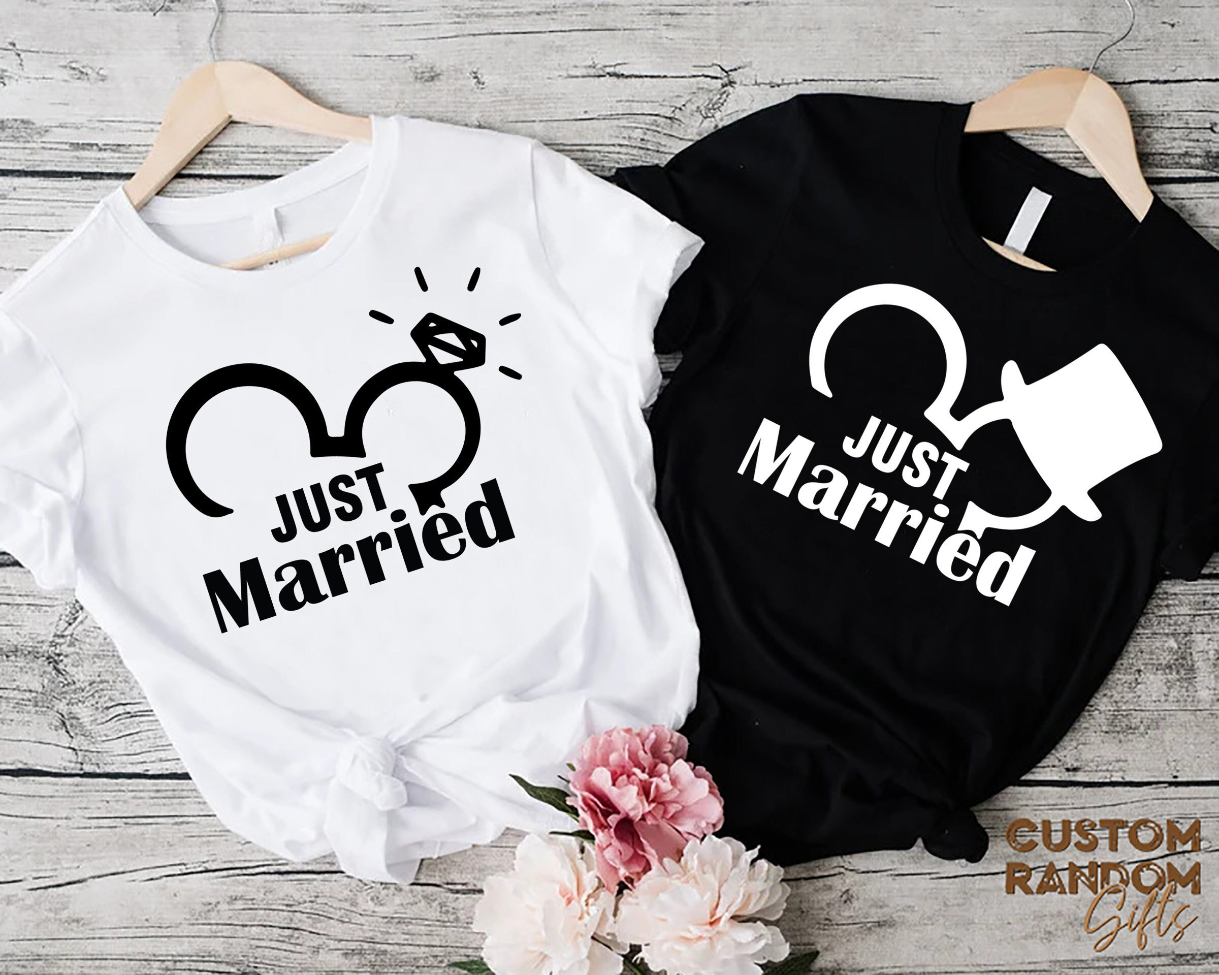 Just Married Shirts, Disney Honeymoon Gifts, Bride and Groom