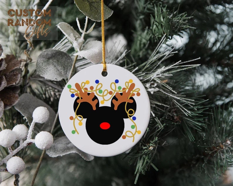 Discover 2022 Reindeer Mickey Mouse Head Christmas Ornament, Disney Ears Decor