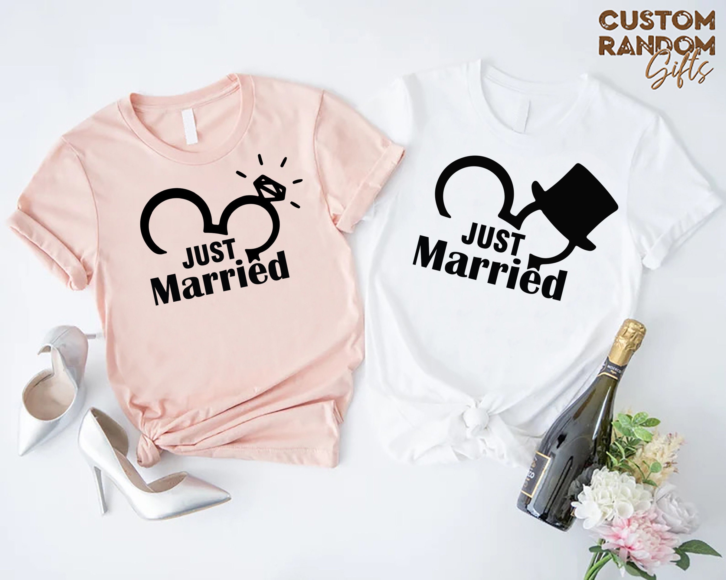 Just Married Shirts, Disney Honeymoon Gifts, Bride and Groom