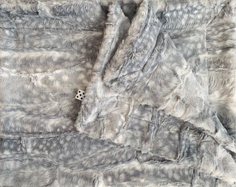 Fawn Silver Minky Baby Blanket | Gray - White Deer Print Luxe Cuddle | Neutral Baby, Toddler, Kids & Adult Minky Throw Blanket