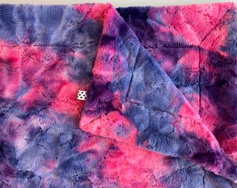 Razzle Dazzle Sorbet Baby Girl Minky Blanket | Luxe Cuddle | Pink, Purple, Blue Tie Dye Blanket | Toddler,  Kids & Adult Minky Throw Blanket