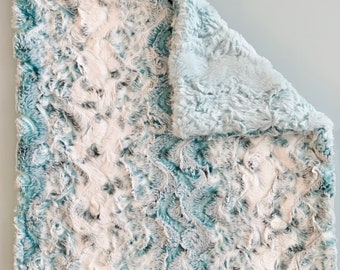 Snowy Owl Mallard Teal Baby Minky Lovey Blanket | Glacier Mint Green Luxe Cuddle | Gender Neutral Baby & Toddler Minky Lovie Blanket