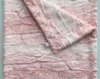 Fawn Print Rose Pink Minky Baby Blanket |  Natural Cream Rose Hide Luxe Cuddle | Baby Girl, Kids & Adult Minky Blanket