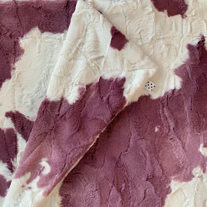 Sugarplum Calf Minky Blanket | Luxe Cuddle Minky | Pink White Rose Baby Girl Blanket | Toddler, Kids & Adult Cow Print Minky Throw Blanket