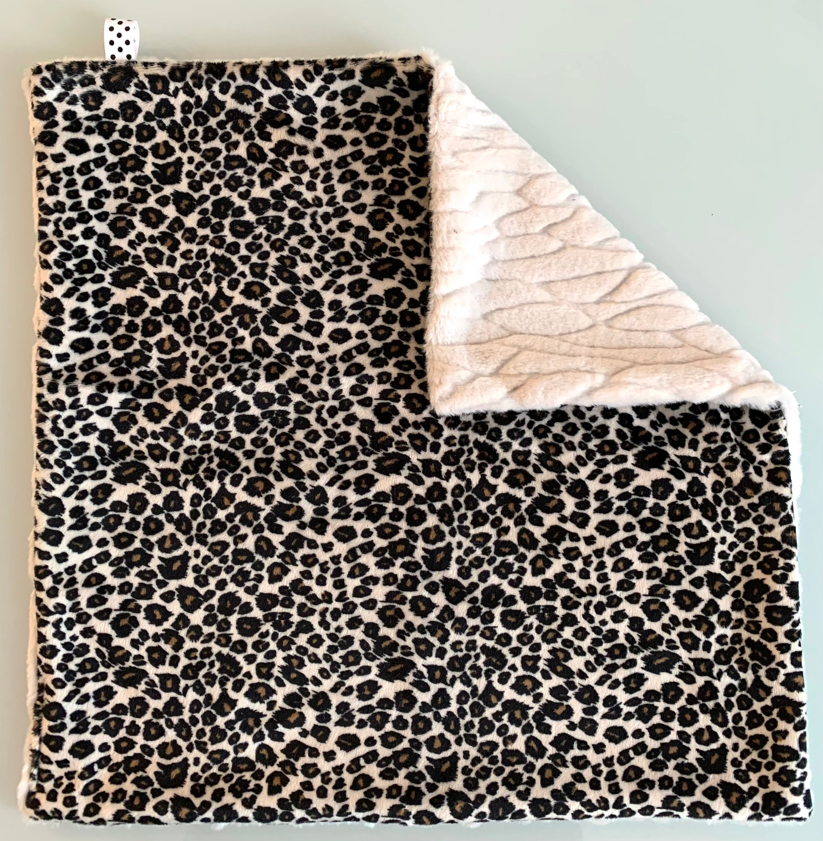 Cheetah Print Baby Girl Minky Lovey Blanket | Leopard Print Minky Lovie | Snuggle Baby Girl Blanket | Cuddle Minky | Beige Minky Baby Lovie