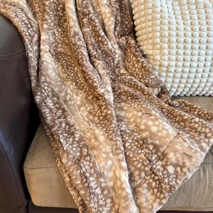 Fawn Print Minky Blanket | Beige Tan Brown Luxe Cuddle | Luxury Minky Throw Blanket | Neutral Baby, Kids & Adult Minky Blanket