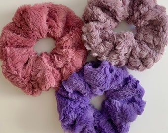 Elásticos de cabelo super macios em tecido minky | Estampa xadrez roxa | Estampa rosa malva | Lilás | Elásticos de cabelo luxuosos e aconchegantes