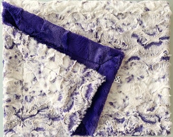 Snowy Owl Viola Minky Baby Blanket | Violet Purple Hide Luxe Cuddle | Baby Girl, Infant & Kids Minky Throw Blanket