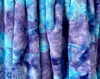Mystic Sorbet Minky-deken | Luxe knuffel | Blauwpaarse tie-dye | Minky-deken voor baby's, peuters, kinderen en volwassenen