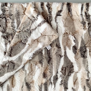 Frosted Himalayan Minky Baby Blanket | Brown Beige White Pewter Luxe Cuddle Minky Blanket | Gender Neutral Baby Girl & Boy Minky Blanket