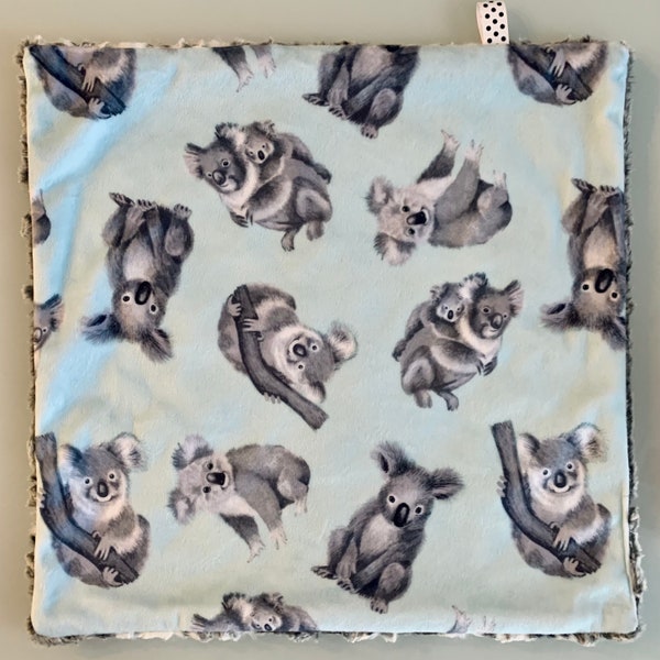 Baby Blue Koala Baby Boy Minky Lovey | Black Snowy Owl Luxe Cuddle Blanket | Minky Baby Lovie