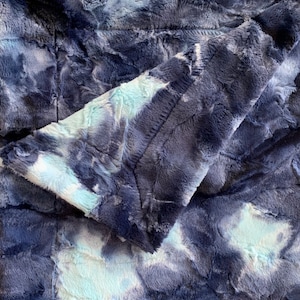 Polar Ice Sorbet Luxe Cuddle Minky Blanket | Navy Blue Aqua Tie Dye Minky Blanket | Baby, Kids & Adult Minky Throw Blanket