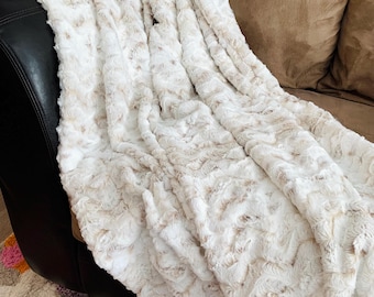 Snowy Owl Natural Minky Blanket | Cream · Beige · White Luxe Cuddle Plush Blanket | Baby, Toddler, Kids & Adult Minky Throw Blanket