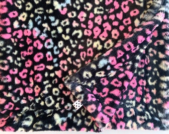 Black Rainbow Leopard Minky Baby Blanket | Minky Snuggle Baby Girl Blanket | Security Cuddle Minky Blanket