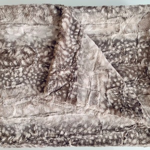 Fawn Metal Gray Minky Baby Blanket | Deer Print Luxe Cuddle Minky | Gender Neutral Baby, Toddler, Kids & Adult Minky Throw Blanket
