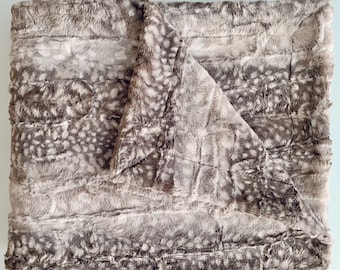 Fawn Metal Gray Minky Baby Blanket | Deer Print Luxe Cuddle Minky | Gender Neutral Baby, Toddler, Kids & Adult Minky Throw Blanket