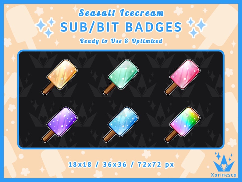 Kingdom Hearts Seasalt Icecream Sub & Bit Badges for Twitch / Discord ...