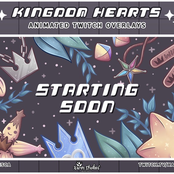 Kingdom Hearts Animated TWITCH/YOUTUBE/KICK Overlays - Starting Soon, Be Right Back, Stream Ending, Stream Offline and Chat Overlays (Dark)