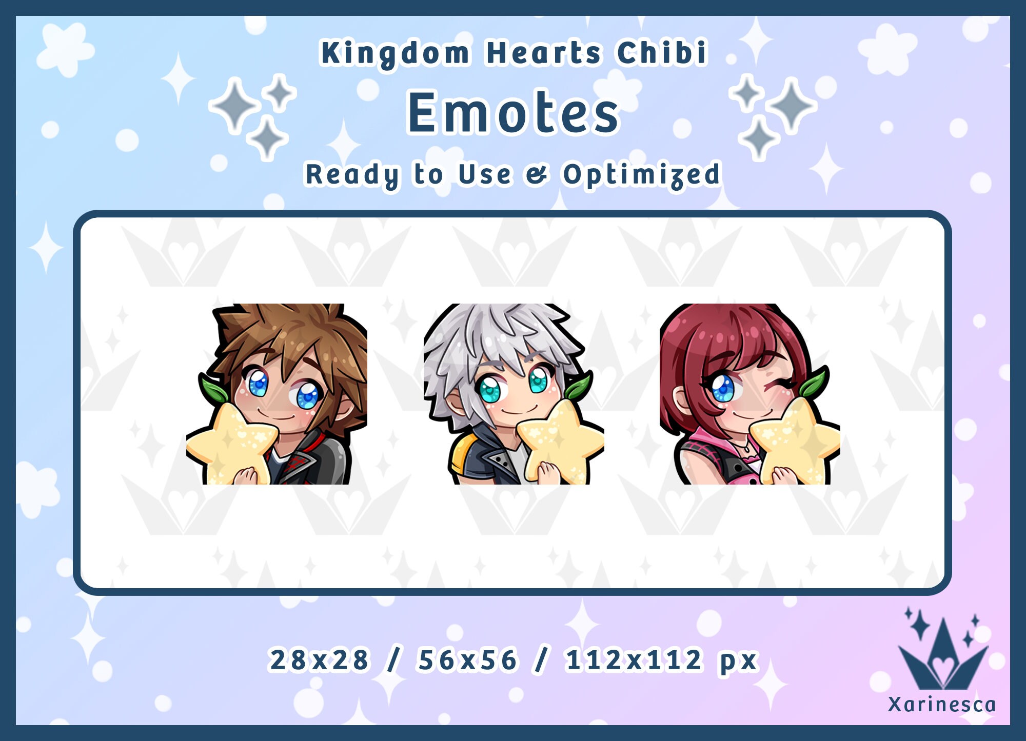 Kingdom Hearts Chibi Emote Set: Sora, Riku, Kairi (Digital Download)