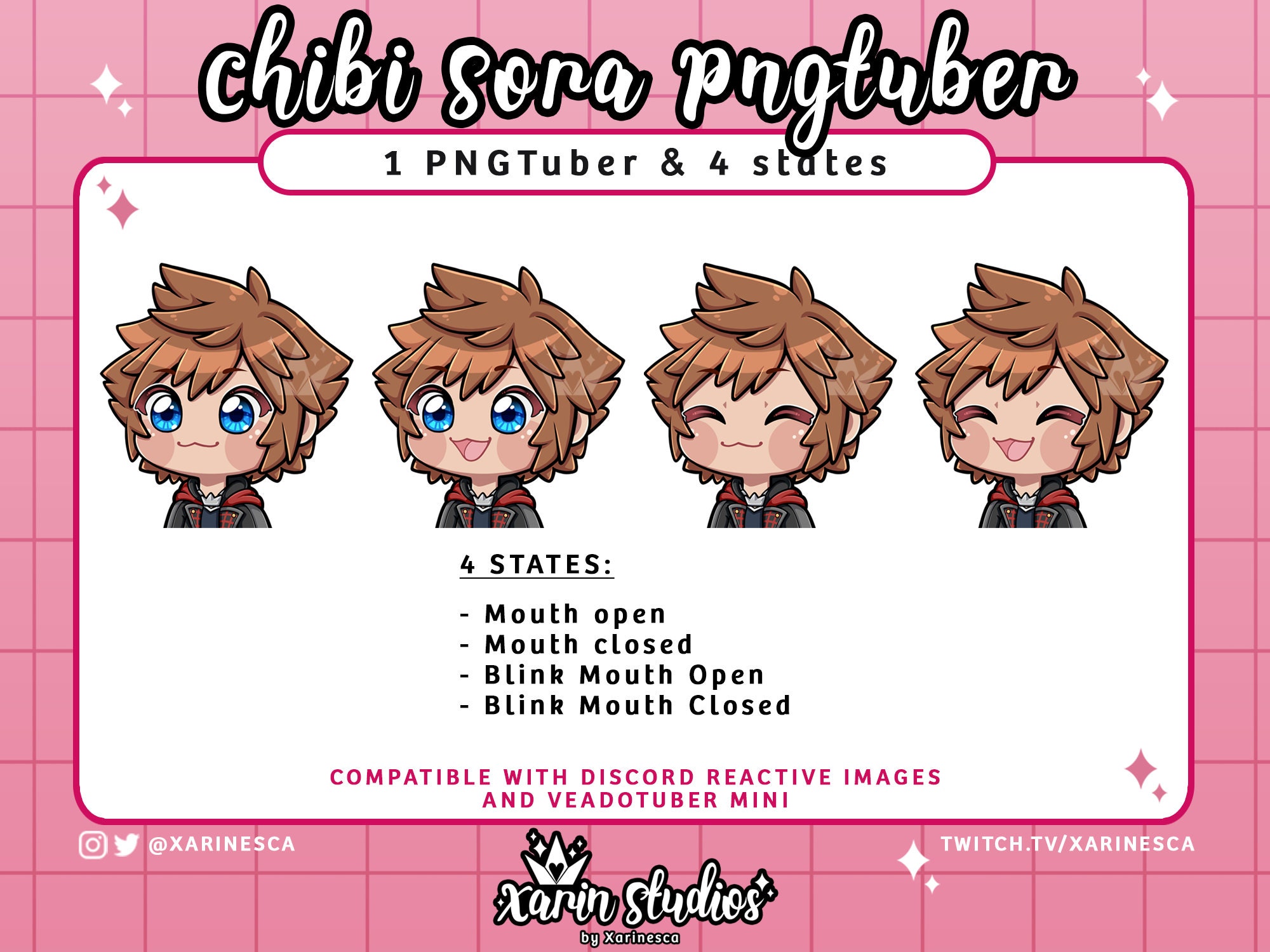 Chibi Kingdom Hearts Sora Pngtuber: Reactive Streaming Avatar (digital ...