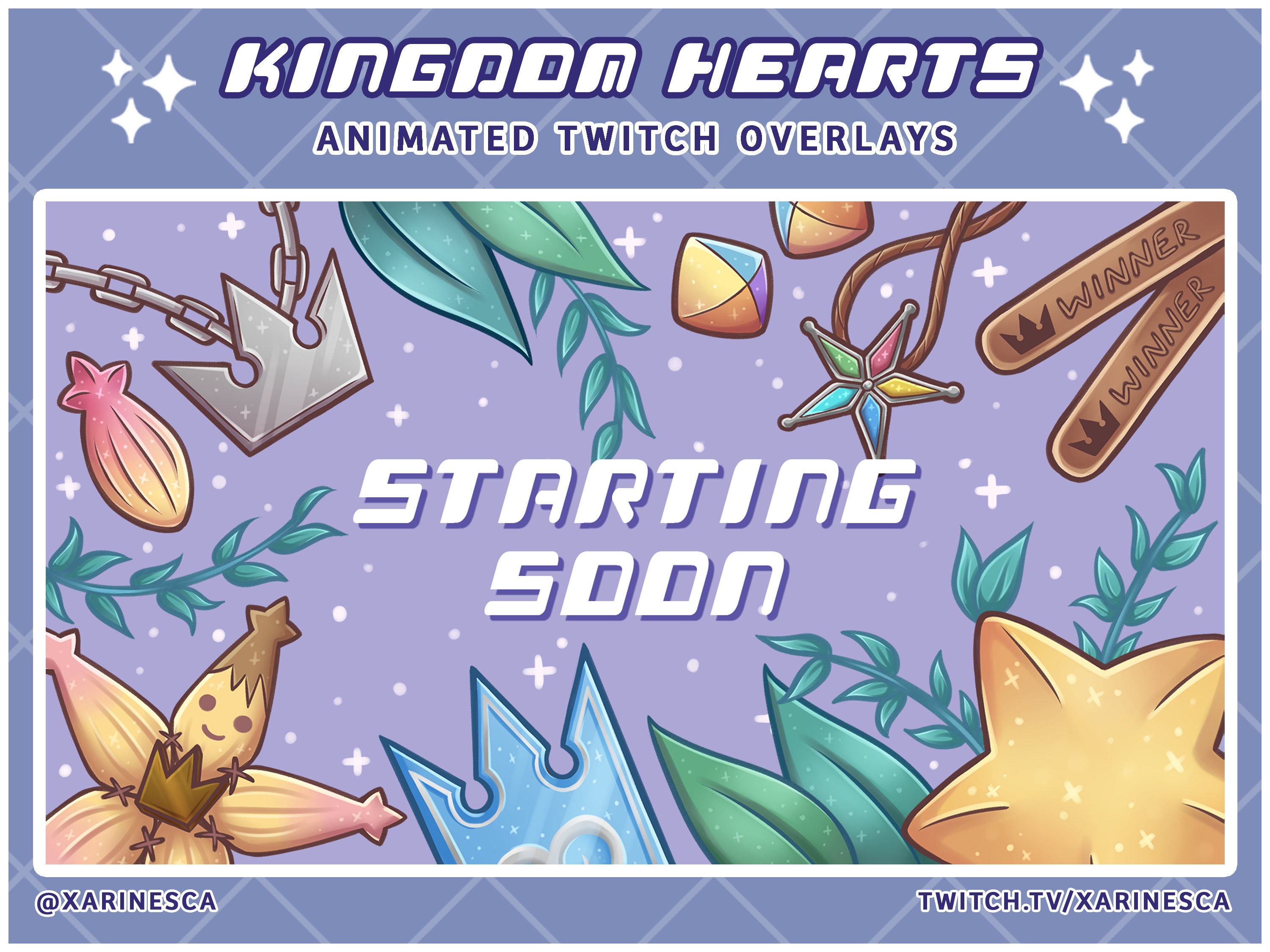 Kingdom Hearts Animated Twitch Overlays: Purple Stream Package (digital ...