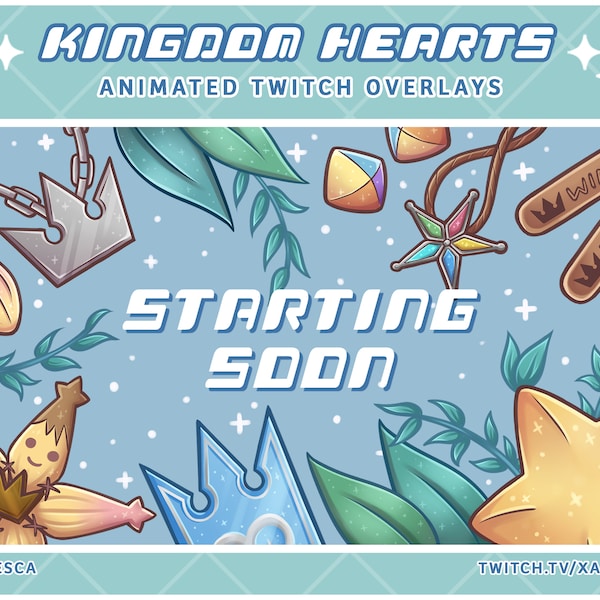 Kingdom Hearts ANIMATED TWITCH / YOUTUBE Overlay - Starting Soon, Be Right Back, Stream Ending, Stream Offline and Chat Overlays (Blue)