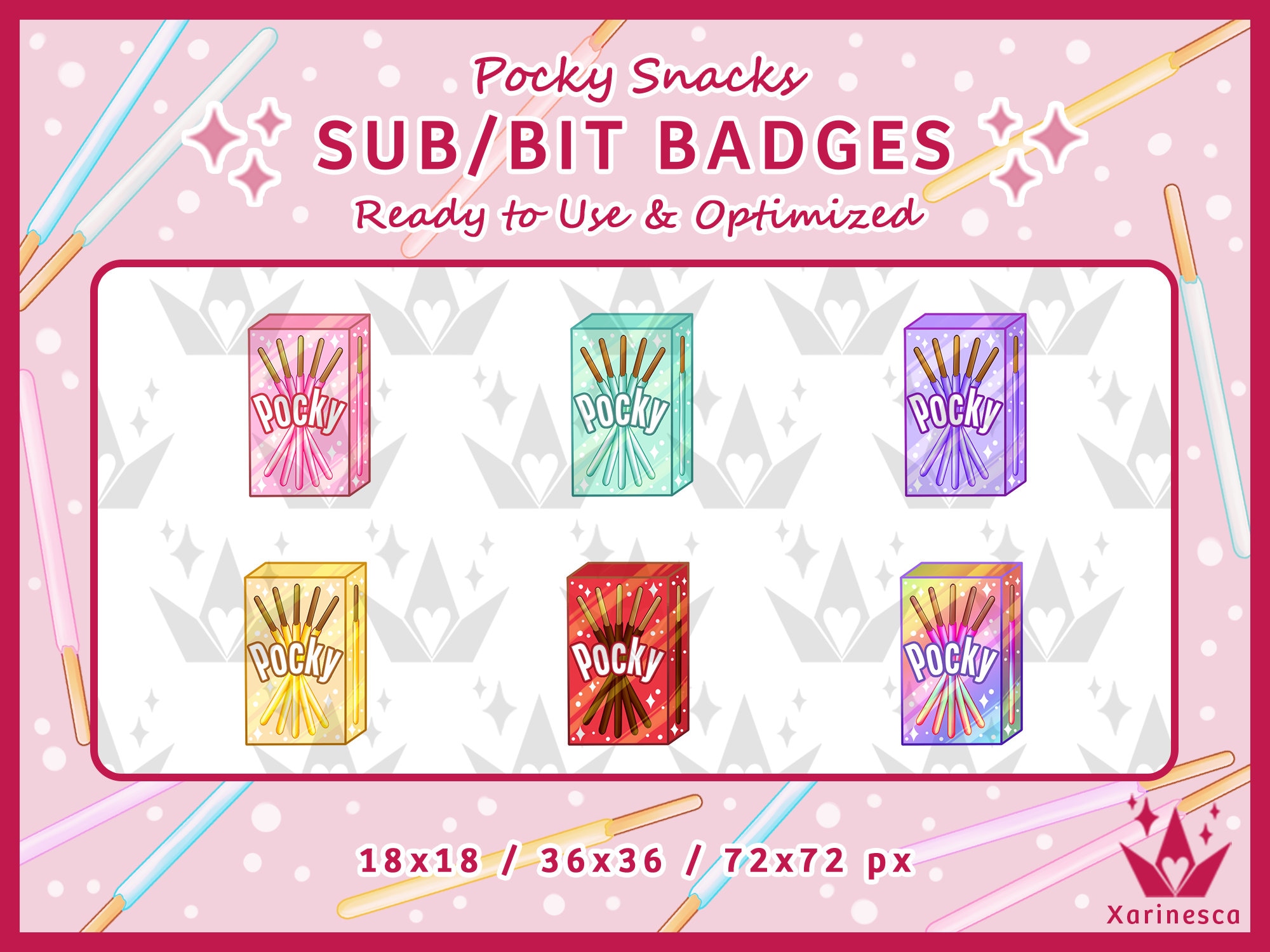 Pocky Japanese Snack Sub & Bit Badges for Twitch / Discord / YouTube