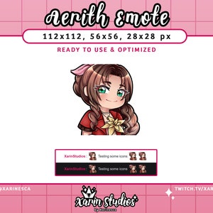 Final Fantasy 7 Aerith Emote for Twitch / Discord / YouTube / Stream Emotes