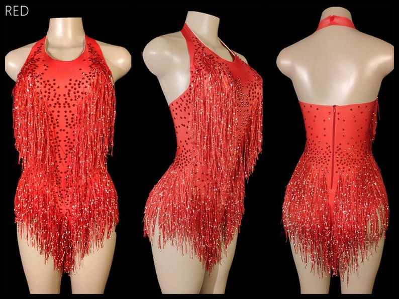Fringe Rhinestone Bodysuit Diamond Dress Festival Outfit Etsy