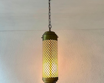 Handmade Moroccan Brass Light – Pierced Lamp With Shadows – Boho Hanging Lantern – Artisan Ceiling Fixture
