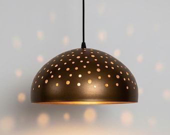 Handmade  Copper Pendant Lamp: Rustic Boho Chandelier