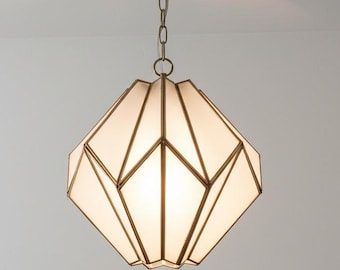 Moroccan glass and copper pendant light