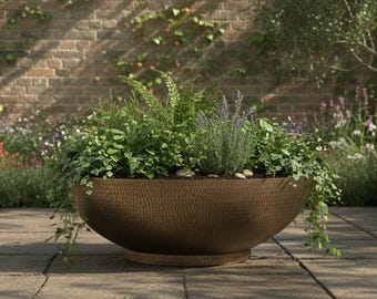 Handmade Hammered Brass  Planter, Garden art, Indoor Outdoor Decor