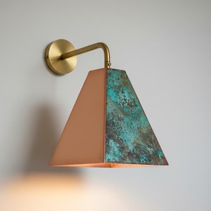 Handmade Copper Wall Sconce: Moroccan Turquoise Patina Outdoor Light