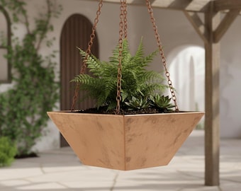 Handmade Hammered Copper Hanging Planter, Moroccan Decor