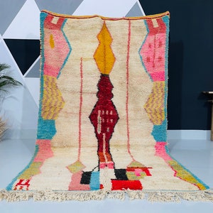 Stunning Moroccan rug, Moroccan shaggy rug, Vintage berber rug, boujaad rug, pink rug, Area rug, boujaad carpet, berber rug, Bohemian Carpet