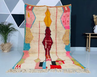 Tapis Marocain Vintage Fait Main 6,1x9,6 Ft – Berbère Wool Authentique – Déco Boho Chic