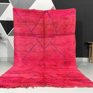 Vintage Pink Boujaad Rug, Authentic Moroccan Rug,  6.6 ft x 10.5 ft