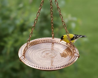 Handcrafted Hanging Copper Bird Bath – Elegant Garden Decor