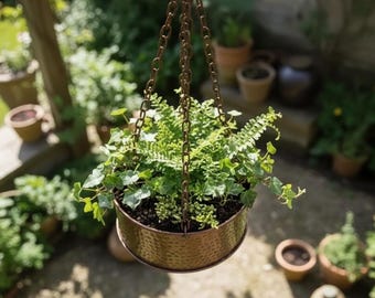 モロッコ銅製植木鉢、槌目銅製吊り鉢、屋内/屋外装飾 - Etsy 日本