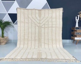 Handmade White rug - Custom Beni Ourain carpet - Moroccan Berber rug