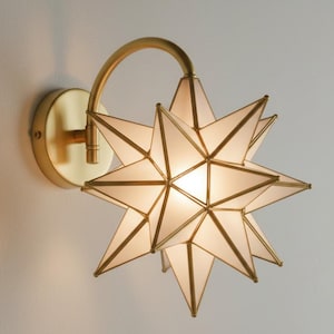 Handmade Moroccan Brass Star Sconce, Boho Wall Light