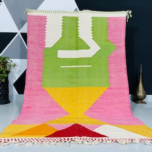 Wool kilim rug, Flatweave wool rug, Moroccan kilim rug, Minimalist kilim rug, Contemporary carpet, Custom size rug