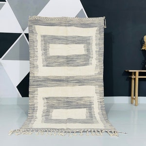Kilim rug, Beni Ourain kilim rug, Home decor rug, Berber rug, Grey rug, Handmade wool rug, Sheep wool rug, Naturel wool rug