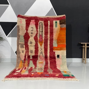 Moroccan rug, Fabulous Boujaad Rug, Authentic Moroccan Handmade Rug, Colorful  Berber carpet, Bohemian Wool Rug, Multicolored Carpet