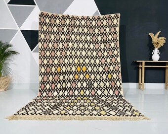 Handknuten ullberbermatta: Färgglad marockansk Taznakht-design (1,8 m x 2,7 m)