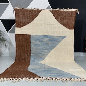 Moroccan kilim rug, Kilim rug, Handmade wool rug, Beni Ourain rug, Home decor rug, Naturel wool rug, Solid rug, Large Kilim rug