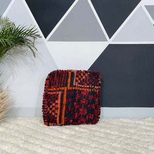 Floor Pouf - Vintage Moroccan Ottoman - Beni Ourain Square Pouf - Yoga Meditation Cushion - Outdoor Kilim Pillows